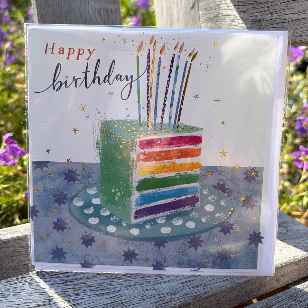 Rainbow Cake Single Birthday Card